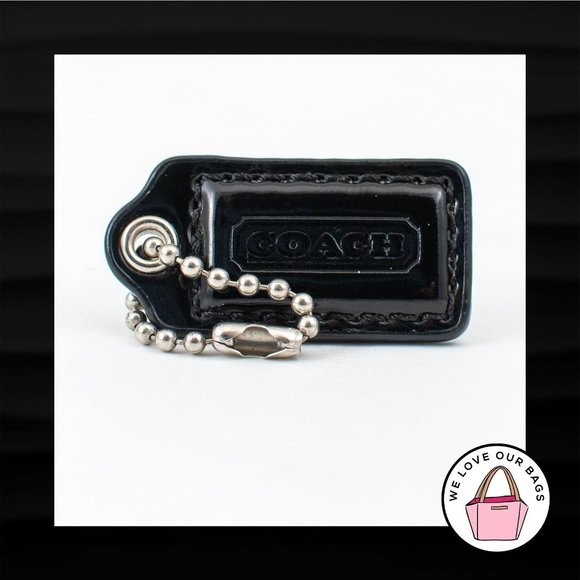 1.5" Small COACH BLACK PATENT LEATHER KEY FOB CHARM KEYCHAIN HANG TAG WRISTLET - Picture 1 of 1